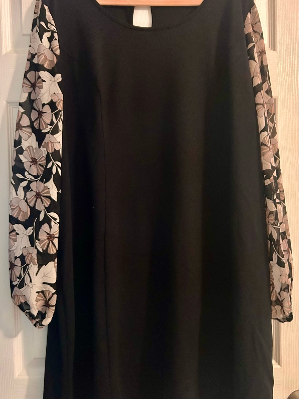 Maurice’s Black Dress with Floral Sheer Sleeves - Women
